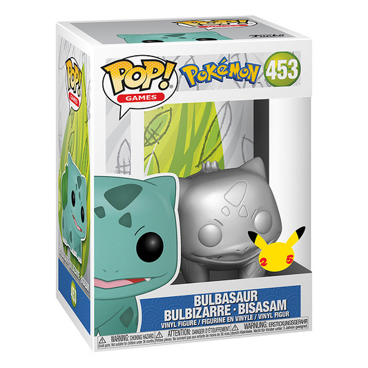 FUNKO POP POKEMON - 453 BULBASAUR SILVER 25TH ANNIVERSARY 9 CM Pop!
